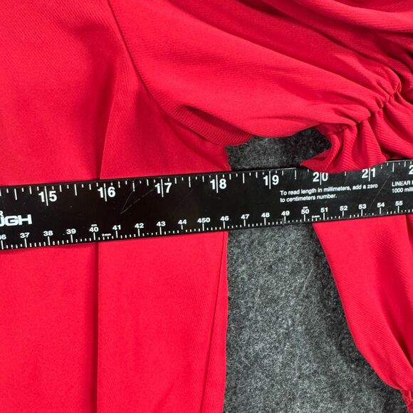 Amanda Uprichard Blouse Women's P Red Balloon Sleeve Smocked Career Party - Picture 5 of 10